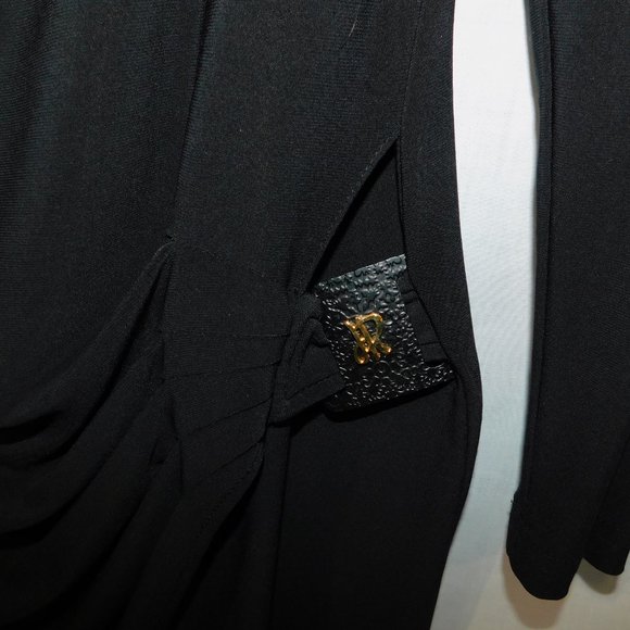 Joseph Ribkoff Classic Womens 12 Black jersey Cowl neck Faux Wrap Dress - Picture 5 of 10